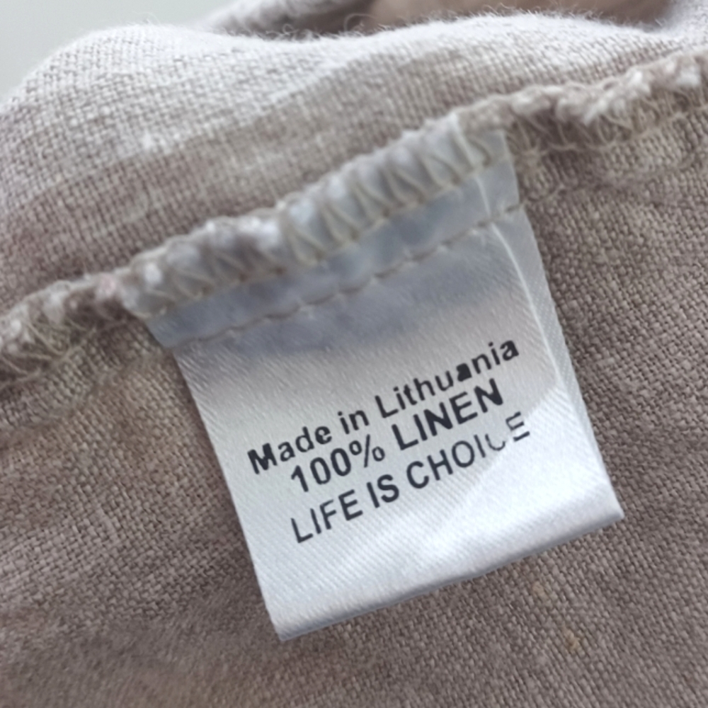 Flax 100% Linen Oatmeal Lagenlook Pull-On Sz L Pants - Picture 8 of 14